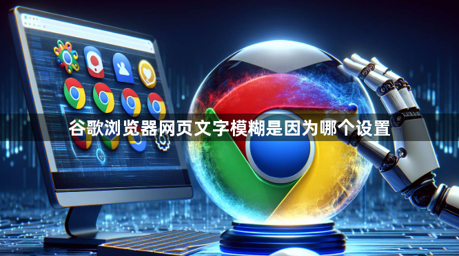 谷歌浏览器网页文字模糊是因为哪个设置1